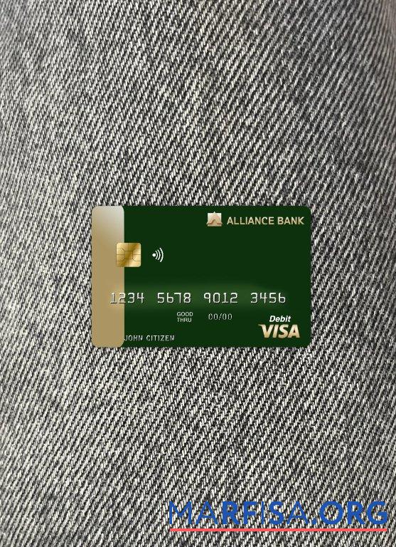 Downloadable Austria Alliance bank visa card photolook front template